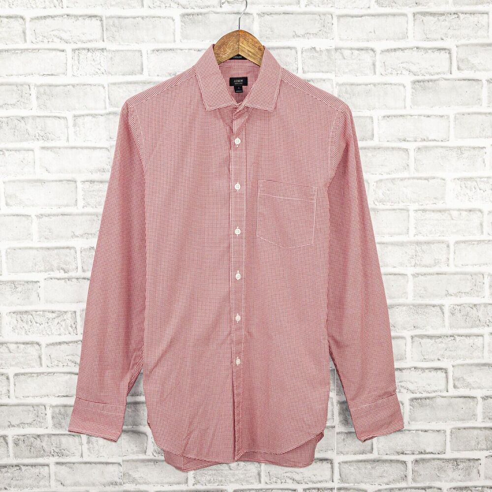 J.Crew Ludlow fit Button up Shirt Red mini Check 2-ply size Small